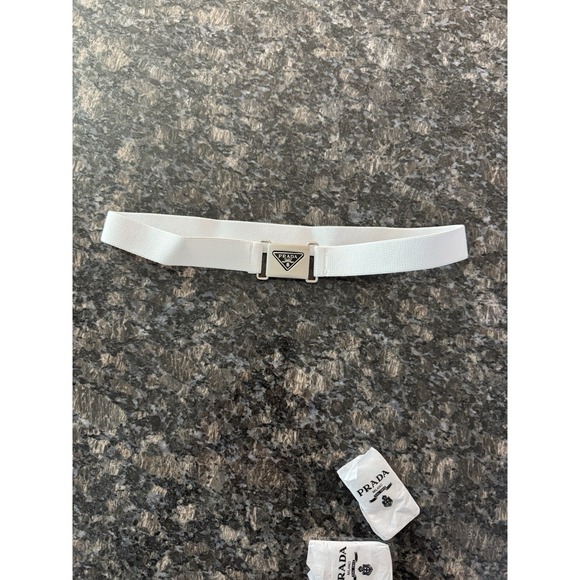 AUTHENTIC PRADA Canvas White Belt Unisex Adults. New!!! Size 25